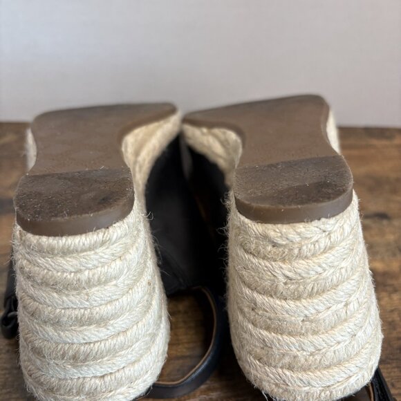 Vionic Brooke Leather Black Espadrille Wedge Sandals Slingback Women Size 7.5 - Picture 7 of 8